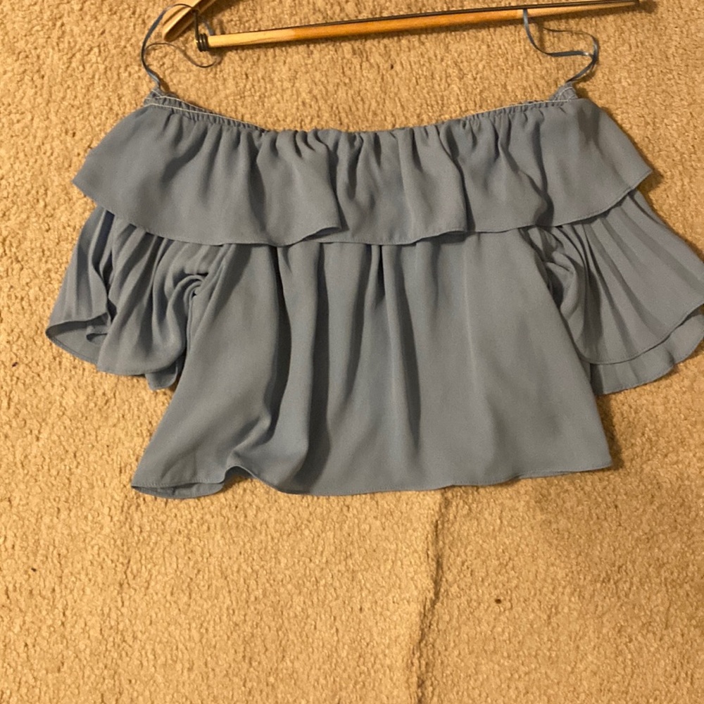Blue across the shoulder top